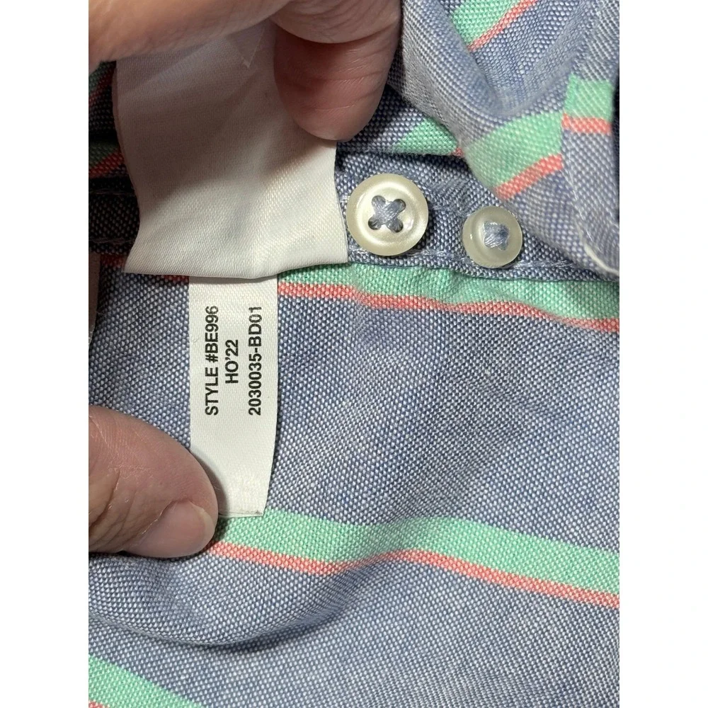 J.Crew Button Down Shirt Mens XL Blue Excellent Broken-In Oxford Striped Classic
